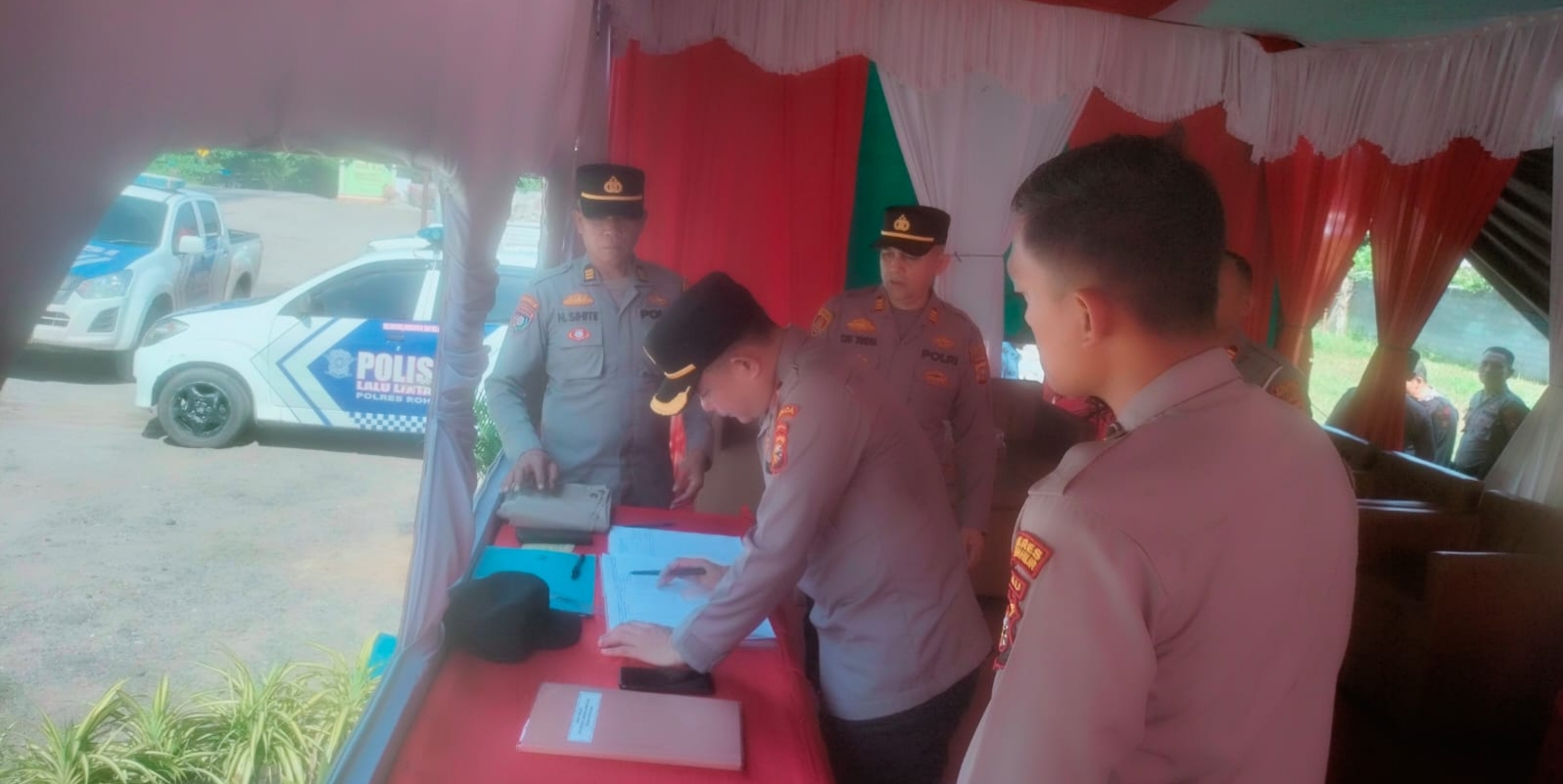 Tingkatkan Kamtibmas Kapolsek Bagan Sinembah Cek Pos PAM Terpadu Perbatasan