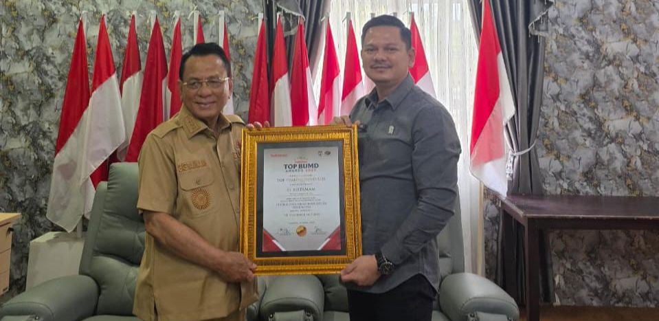 Bupati Rohil Terima Plakat Top BUMD Award 2025 Dari PT BPR