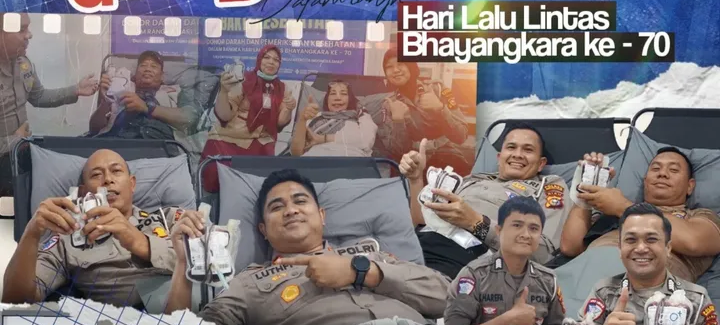Hut Lalin Bhayangkara Ke 70 Satlantas Polres Rohil Gelar Bhakti Kesehatan Dan Donor Darah