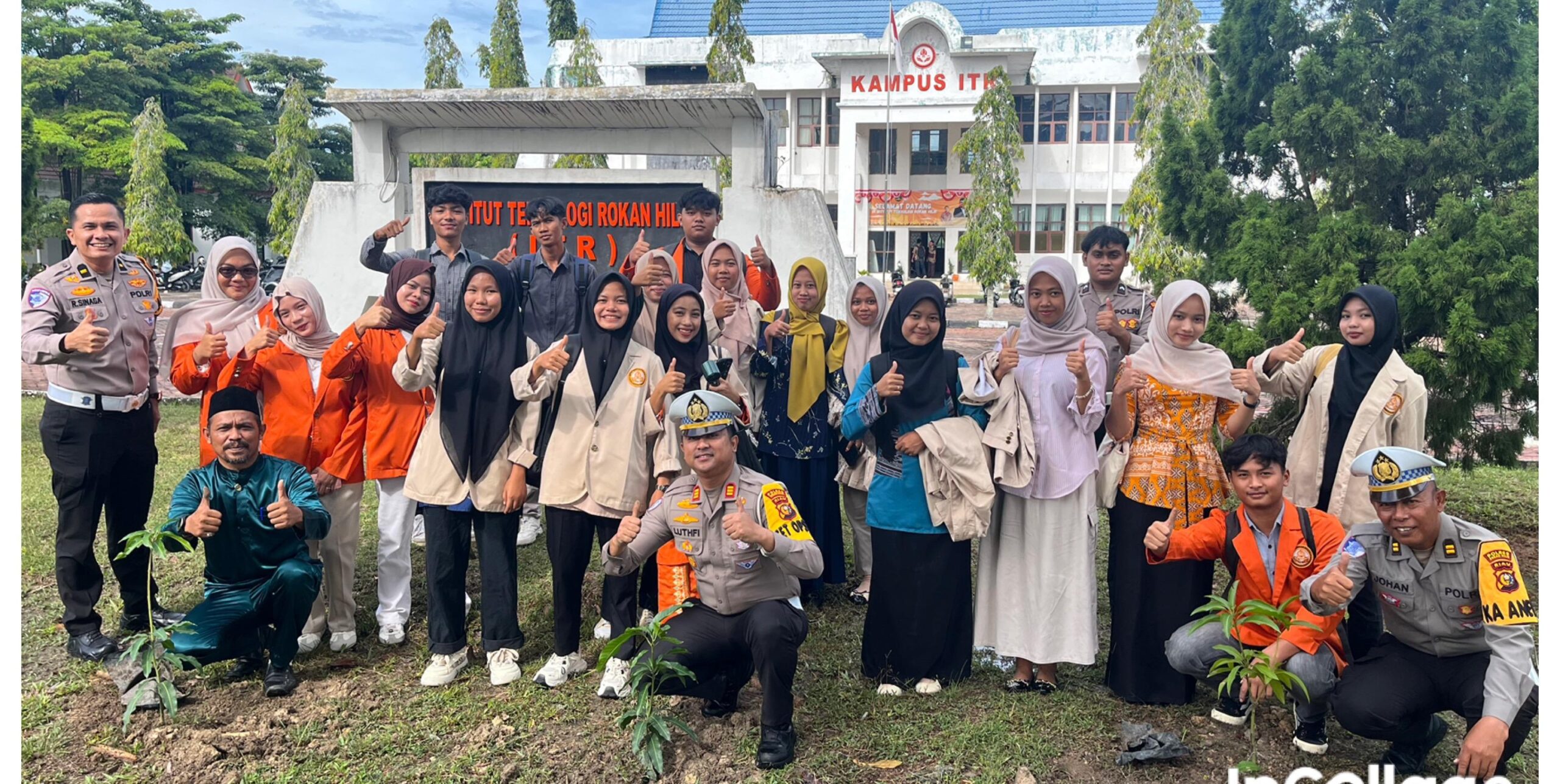 Sosialisasi Operasi Zebra di Institut Teknologi Rokan Hilir Dibalut Aksi Green Policing: Kasat Lantas Polres Rohil Tanam Pohon