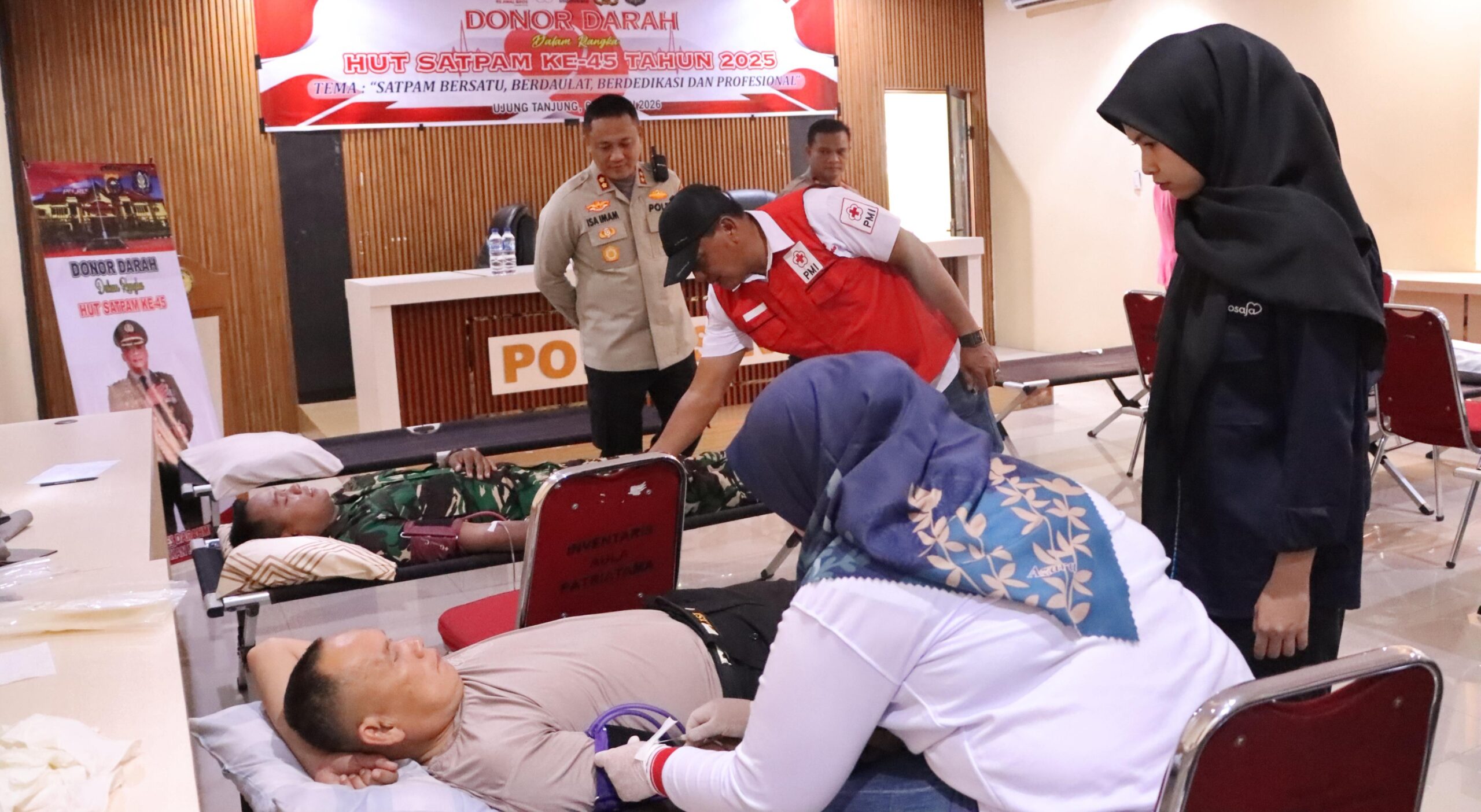 Polres Rohil Gelar Donor Darah Peringati HUT Satpam ke 45