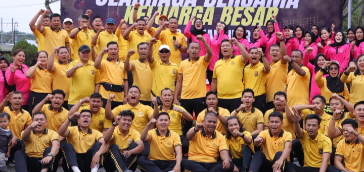 Jaga Stamina Polres Rohil Gelar Olahraga Bersama