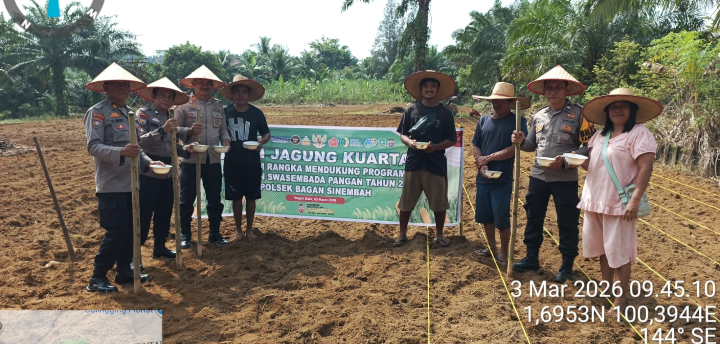 Dukung Program Asta Cita Polsek Bagan Sinembah Tanam Jagung Pipil