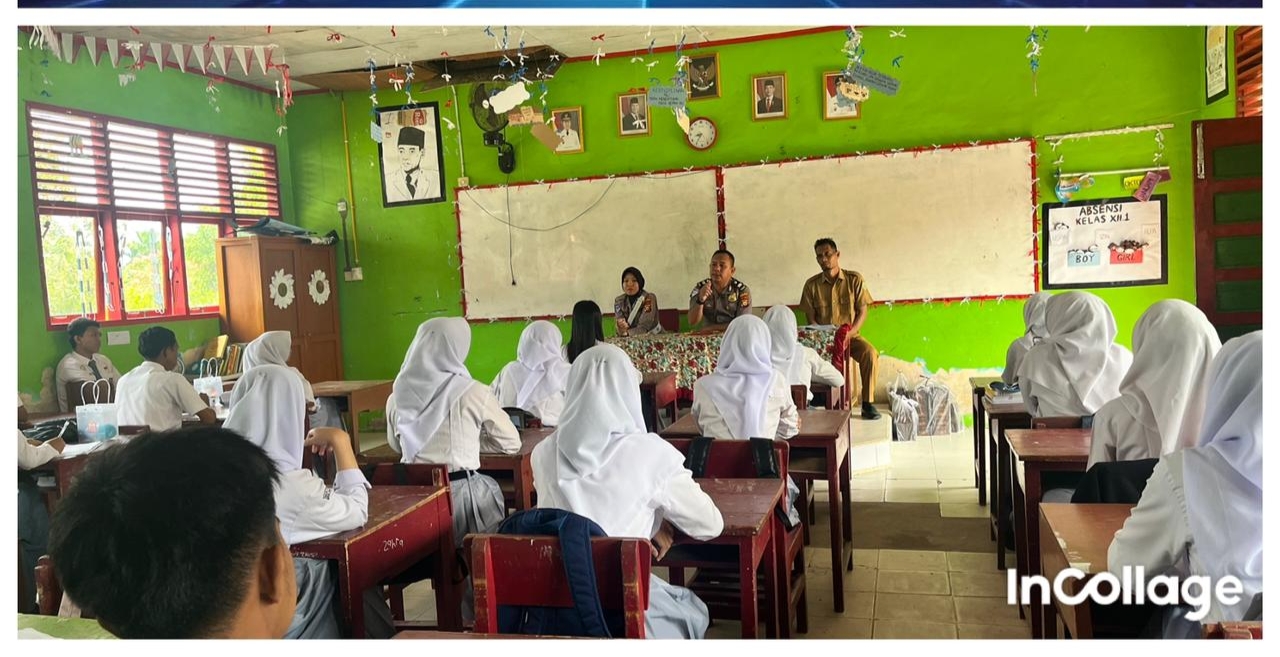 Beri Pemahaman Tertib Berlalu Lintas Satlantas Polres Rohil Gelar Police Goes To School di SMA 1 Tanah Putih