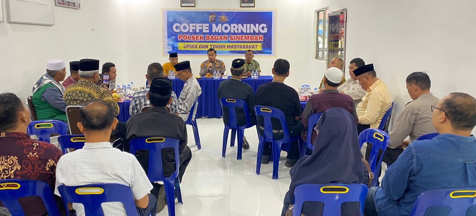 Perkuat Silahturahmi Polsek Bagan Sinembah Coffe Morning Bersama Upika dan Tokoh