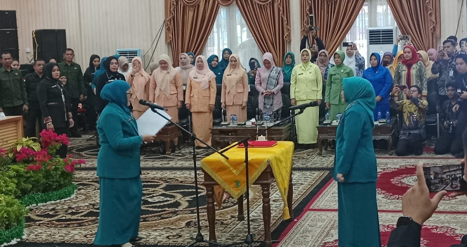 Ketua Ikatan Keluarga Dewan Sri Rahayu Suroso Hadiri Pelantikan TP PKK Rohil