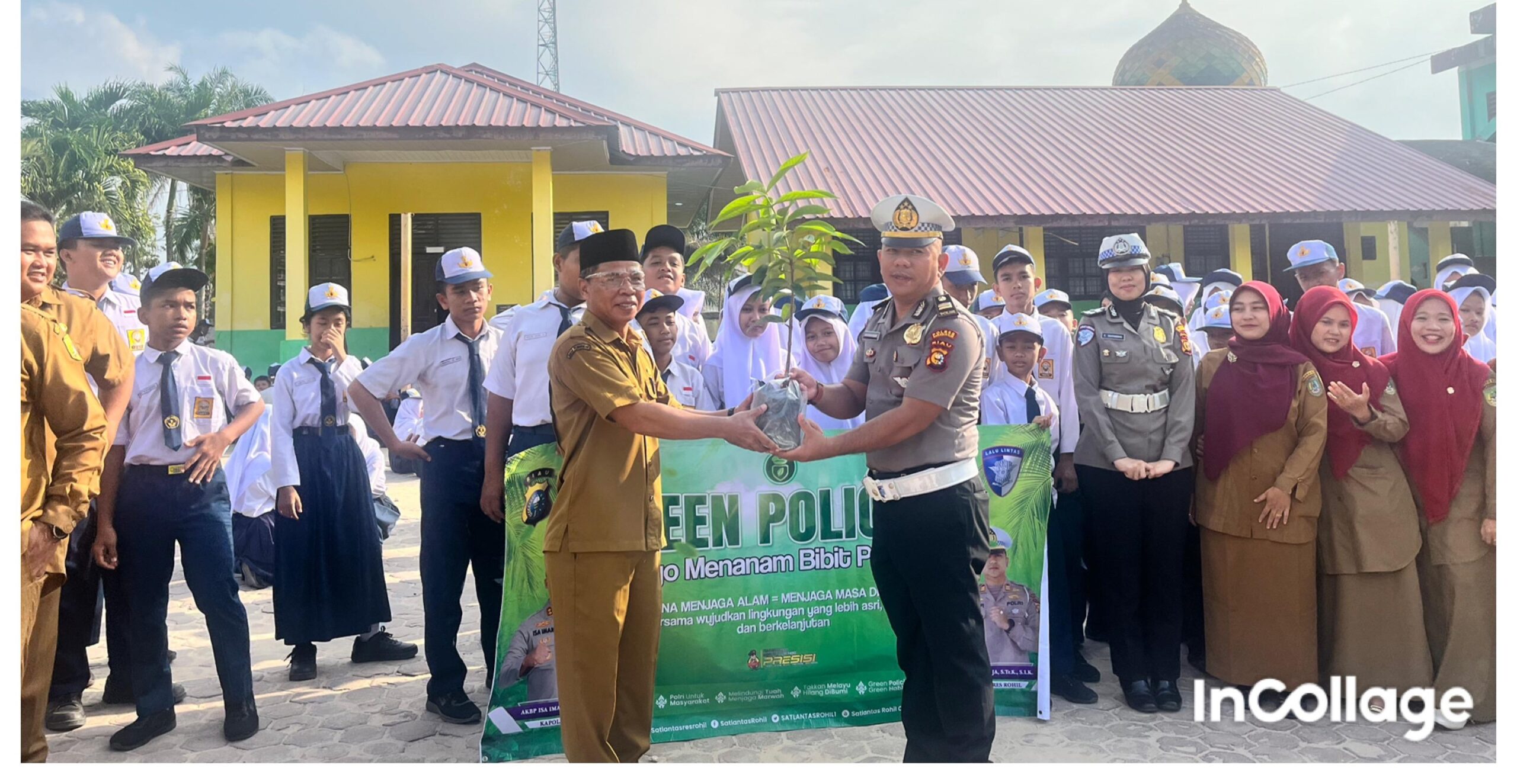 Jaga Lingkungan Satlantas Polres Rohil Green Policing di SMPN 05 Cempedak Rahuk
